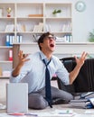 Bankrupt businessman angry in the office floor Royalty Free Stock Photo