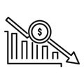 Bankrupt chart icon, outline style