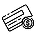 Bankrupt credit card icon, outline style