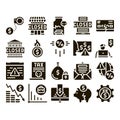 Bankruptcy Business Glyph Set Vector