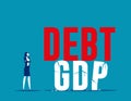 Bankruptcy business high risk of debt bloat concept. Debt to GDP crisis