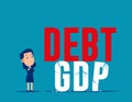 Bankruptcy business high risk of debt bloat concept. Debt to GDP crisis, Gross domestic product as recession indicator ratio Royalty Free Stock Photo