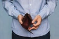 Bankruptcy - Business Person holding an empty wallet Royalty Free Stock Photo