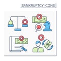 Bankruptcy color icons set