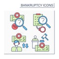 Bankruptcy color icons set