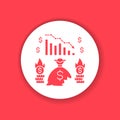 Bankruptcy color line icon. Economic crisis. Markets plunging. Sign for web page, app. UI UX GUI design element.