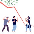Bankruptcy. Financial crisis, falling chart. Upset people and economic problems vector illustration Royalty Free Stock Photo