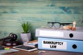 Bankruptcy law. Binders on desk in the office. Business background Royalty Free Stock Photo