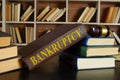 Bankruptcy law in the library with the gavel. Royalty Free Stock Photo