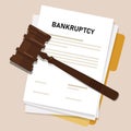 Bankruptcy legal law document process company insolvency during crisis recession picture of gavel judge