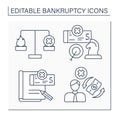 Bankruptcy line icons set