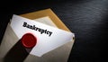 Bankruptcy notice, letter with overdue stamp Royalty Free Stock Photo