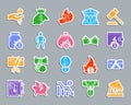 Bankruptcy patch sticker icons vector set Royalty Free Stock Photo