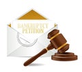 Bankruptcy petition document papers and gavel