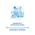 Bankruptcy restriction order blue concept icon