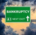 BANKRUPTCY road sign against clear blue sky Royalty Free Stock Photo