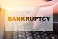 BANKRUPTCY the topic is studied by the director on the computer Royalty Free Stock Photo
