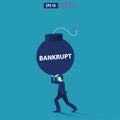 Bankruptcy vector illustration  concept. Businessman with broke company. global financial crisis with arrow decrease symbol. Royalty Free Stock Photo