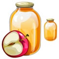Banks with delicious juice or jam and apple Royalty Free Stock Photo