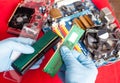 Banks of memory in hands before inserting to PC mainboard