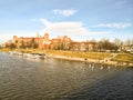 The banks of the river flowing through the city center of Krakow