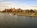 The banks of the river flowing through the city center of Krakow