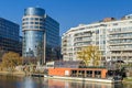 Banks of the river Spree, Spree-Bogen with the building of the former Bundesministerium and the restaurantship PATIO