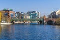 Banks of the river Spree, Spree-Bogen, Lessing bridge and the Ameron Hotel Abion Spreebogen Waterside in Berlin