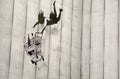 Banksy falling shopper graffiti, London Royalty Free Stock Photo