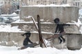 Banksy graffiti in the center of Kyiv, Ukraine