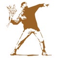 Banksy Rage Flower Bomber Masked Protester Stencil