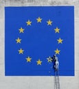 Banksy`s Brexit mural in Dover, England.