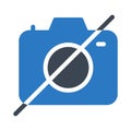 Banned camera glyph color flat vector icon