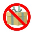 Banned gift, symbol present prohibit icon. Vector prohibit surprise