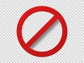 Banned icon template. Red circle with crossed out stripe symbol of prohibition travel.