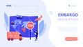 Embargo regulation concept landing page