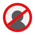 Banned Profile Sign represented with Gray Silhouette and Red Prohibited Sign Over It.