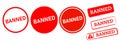 banned rubber stamp label sticker sign caution forbidden prohibited information