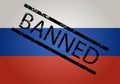 Banned russian, embargo and restriction trade, sanction to russian business and bank