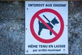 Banned signs to dogs even on a leash