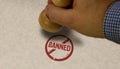 Banned prohibited and ban stamp and stamping