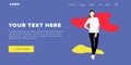 Flat Design Modern Colorful Web Banner and Slider Include Ui Elements With Standing Self-Confidence Woman Silhouette Landing Page