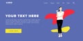 Flat Design Modern Colorful Web Banner and Slider Include Ui Elements With Standing Self-Confidence Woman Silhouette Landing Page