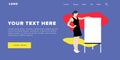 Flat Design Modern Colorful Web Banner and Slider Include Ui Elements With Standing Self-Confidence Woman Silhouette Landing Page