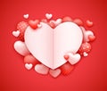 Realistic 3D Colorful Red and White Romantic Valentine Hearts Background Royalty Free Stock Photo