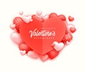 Realistic 3D Colorful Red and White Romantic Valentine Hearts Background Royalty Free Stock Photo