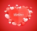 Realistic 3D Colorful Red and White Romantic Valentine Hearts Background Royalty Free Stock Photo