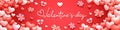 Realistic valentine`s Day banner background. Cute love valentine banner or greeting card. Beautiful romantic background
