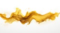 Banner with abstract background explosion of gold ink, paint in water on white background Royalty Free Stock Photo