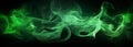 Banner with abstract green flames of fire with burning smoke float up black background. Royalty Free Stock Photo
